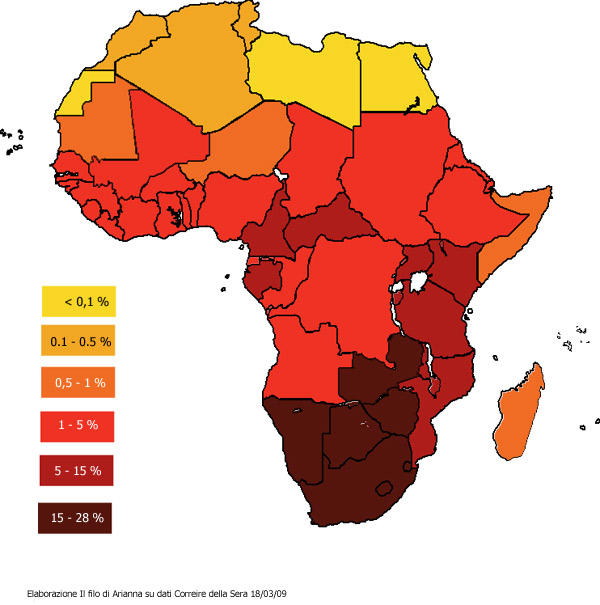 Diffusione dell'Aids in Africa (2009)